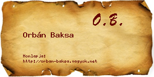 Orbán Baksa névjegykártya