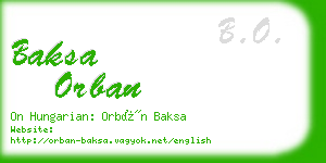 baksa orban business card